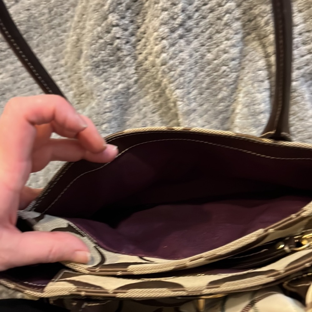 COACH signature brown/tan double handle tote - Picture 4 of 12